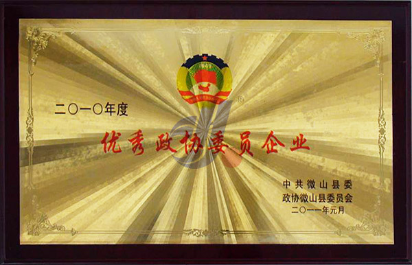 2011年縣委政府委員會(huì )授予''優(yōu)秀政協(xié)委員企業(yè)''